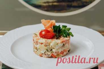 Салат «Оливье» с лососем — Домашняя кулинария