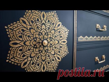 Metallic Raised Stencil on a Budget ~ Chalk Paint