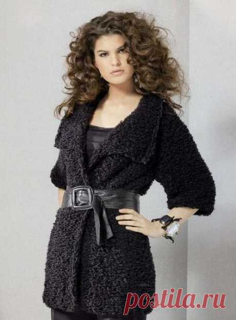 ДЛЯ НАС, "РОСКОШНЫХ": ЖАКЕТ "ЧЕРНАЯ КОШКА" СПИЦАМИ