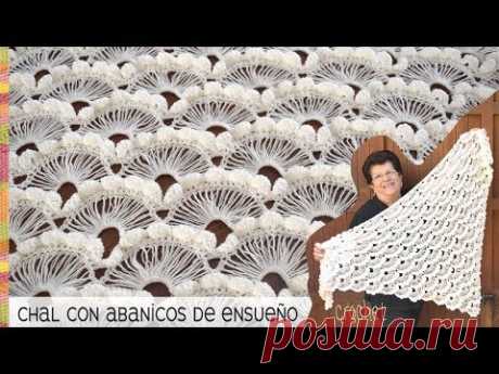 Chal con abanicos de ensueño tejido a crochet - Tejiendo Perú