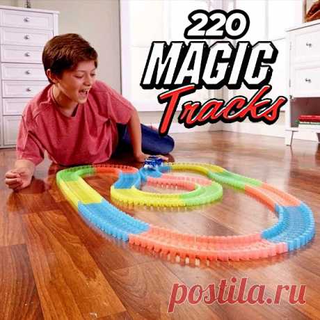 Светящийся конструктор - гоночная трасса Magic tracks Мэджик трек 220 деталей - купить по низкой цене с доставкой по Москве