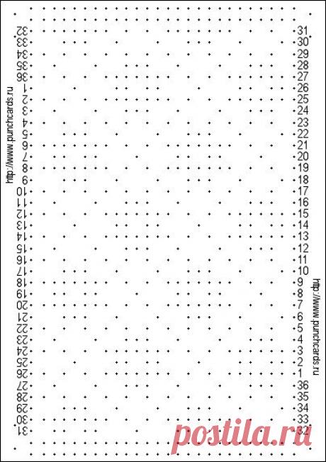 Просмотр рисунка перфокарты с раппортом 24 петли, пересчёт на две фонтуры, печать перфокарты