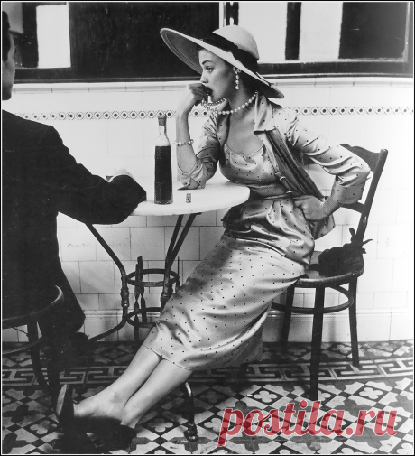 Jean Patchett in dotted silk dress and jacket from Vogue D… | Flickr
