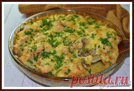 ВкусЛандия - Запеченный картофель с курицей и грибами под сыром