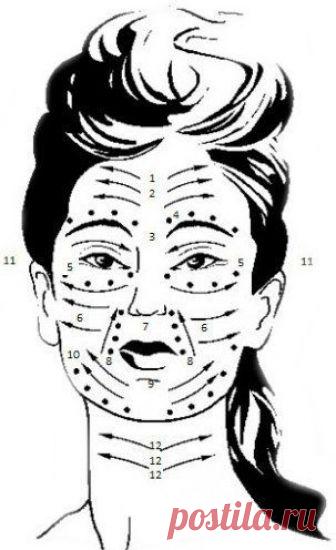 ОМОЛАЖИВАЮЩИЙ МАССАЖ ГЕЙШИ ДЛЯ ЛИЦА   На рисунке показаны точки, стимуляция которых позволит вам увеличить прилив энергии к коже и мышечным тканям, надолго сохранить красоту лица и оживить усталую кожу. ТОЧКА 1. Плотно прижмите точку …