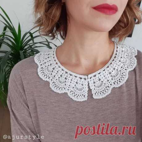Ажурный воротник крючком &amp;mdash; стильная деталь с винтажным шармом