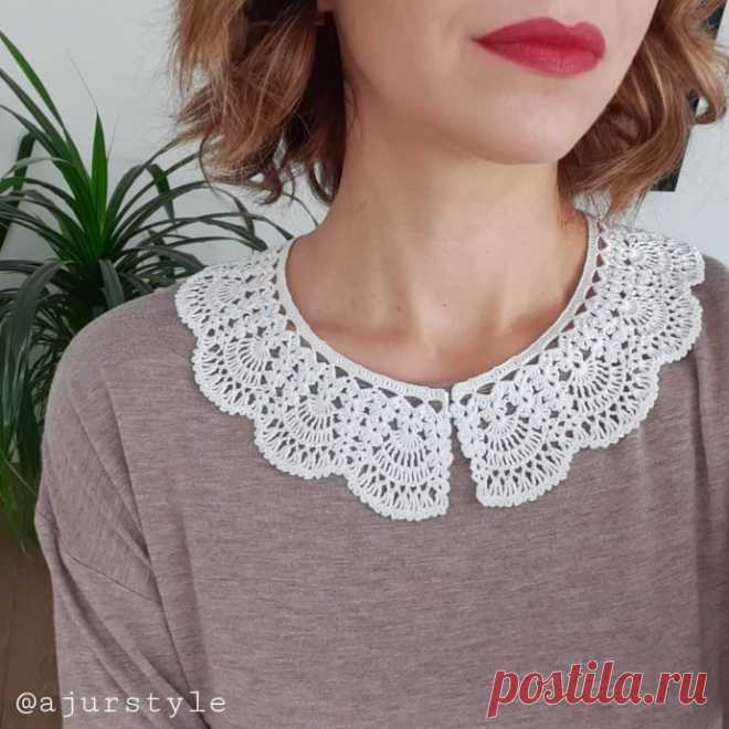 Ажурный воротник крючком &mdash; стильная деталь с винтажным шармом