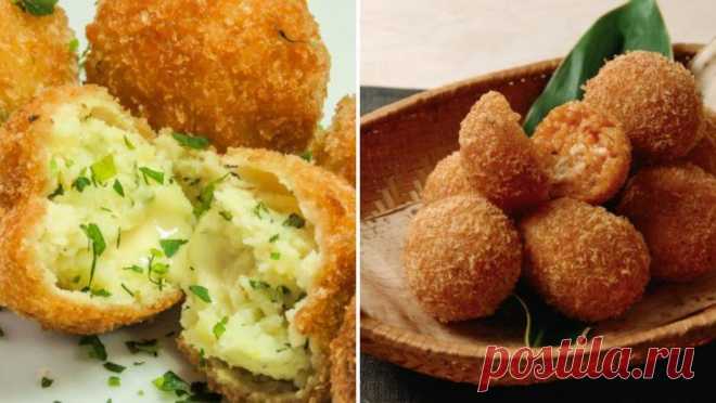 Мясные и картофельные шарики, запеченные с чесноком
