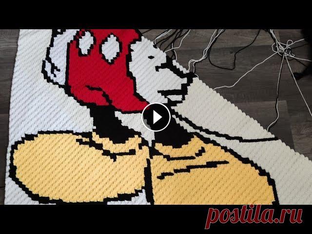Плед крючком Мики Маус часть 3 Схема пледа тут...