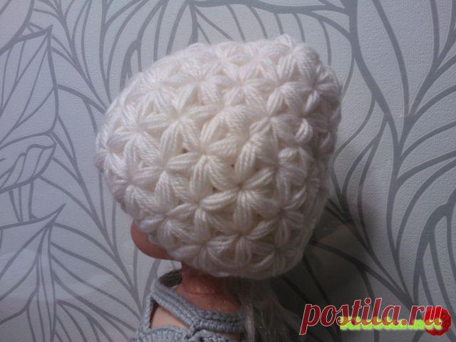 Шапка узором "звездочки" из пышных столбиков. » Клубка.Нет - Все о вязании крючком