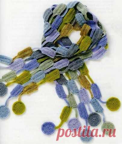 Шарф "Перезвон ветра", крючком. /