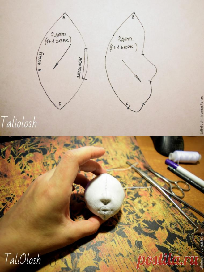 Создание объемной текстильной кукольной головки. Часть первая - Ярмарка Мастеров - ручная работа, handmade