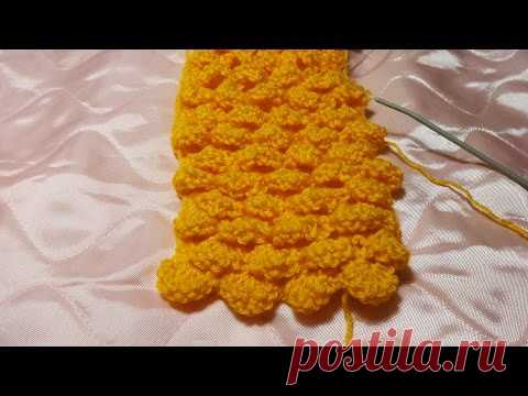Узор чешуйки (Крокодилья кожа) вязание спицами