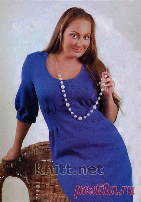 Синее платье (на вязальной машине Silver) | knitt.net | Все о вязании