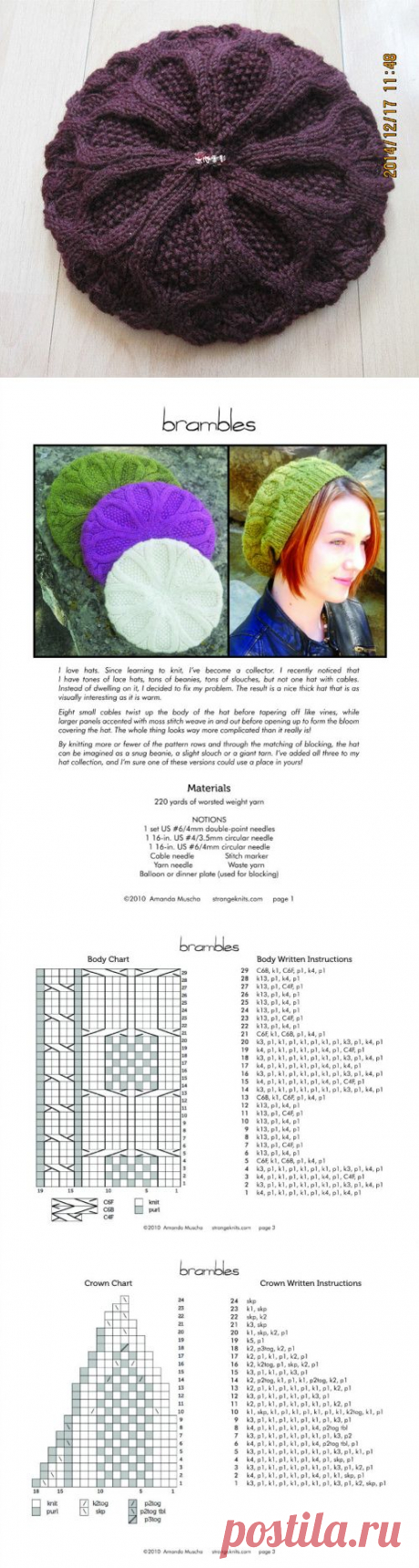 【转载】棒针 黑莓贝雷帽（老款） - 秋实的日志 - 网易博客