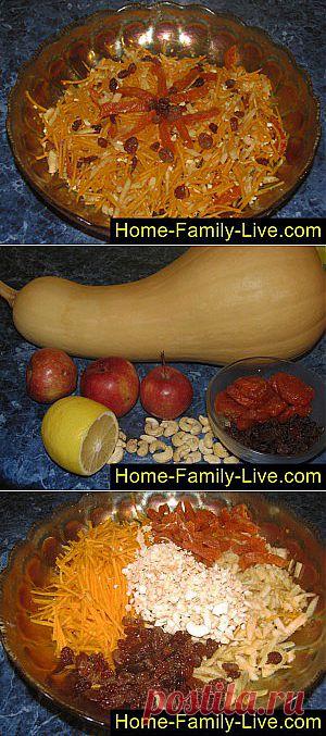 Кулинарные рецепты Салат из тыквы с изюмом - пошаговый фоторецепт - витамины через край