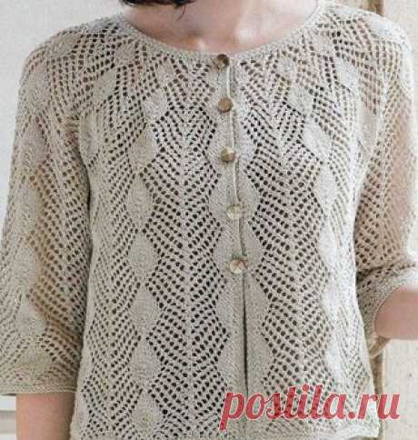 Кофта с красивым узором 
#вязаный_жакет #спицы