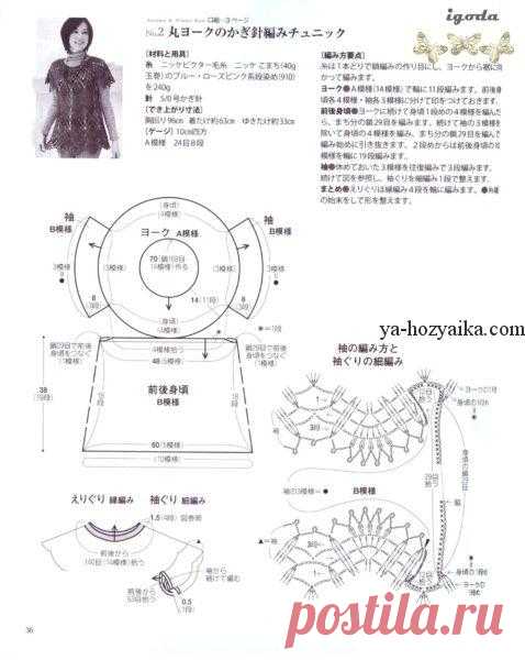 Платье на круглой кокетке крючком. Платье-туника с круглой кокеткой крючком.