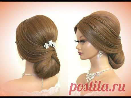 Bridal updo. Wedding prom hairstyles for long hair. - YouTube