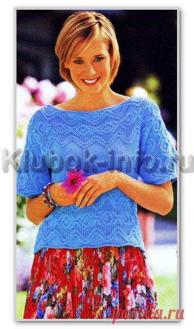 Вязание спицами. Женские модели. Летний пуловер-кимоно поперечной вязки с рельефным узором. Размеры: 36/38 (44/46) 44/46