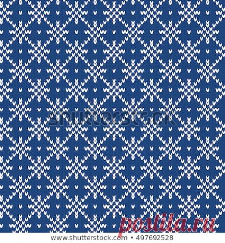 Snowflake Seamless Knitting Pattern Vector de stock (libre de regalías)497692528; Shutterstock