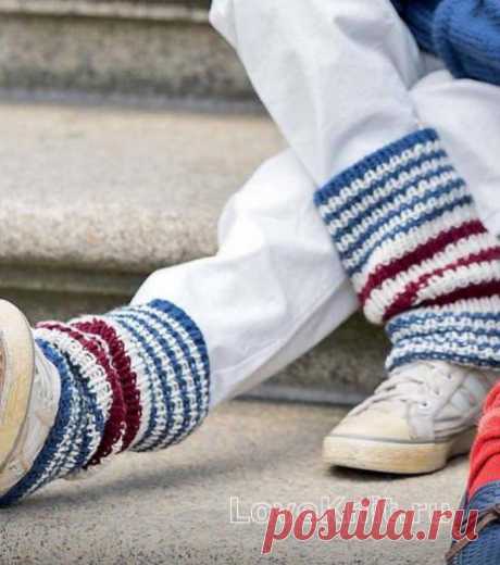 Цветные гетры в полоску схема » Люблю Вязать