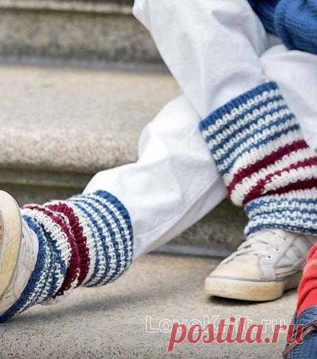 Цветные гетры в полоску схема » Люблю Вязать