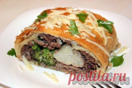 Мясной рулет из фарша в слоёном тесте (рецепт с фото) | RUtxt.ru