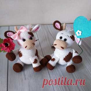 Бычок Стёпа и коровка Марта амигуруми.