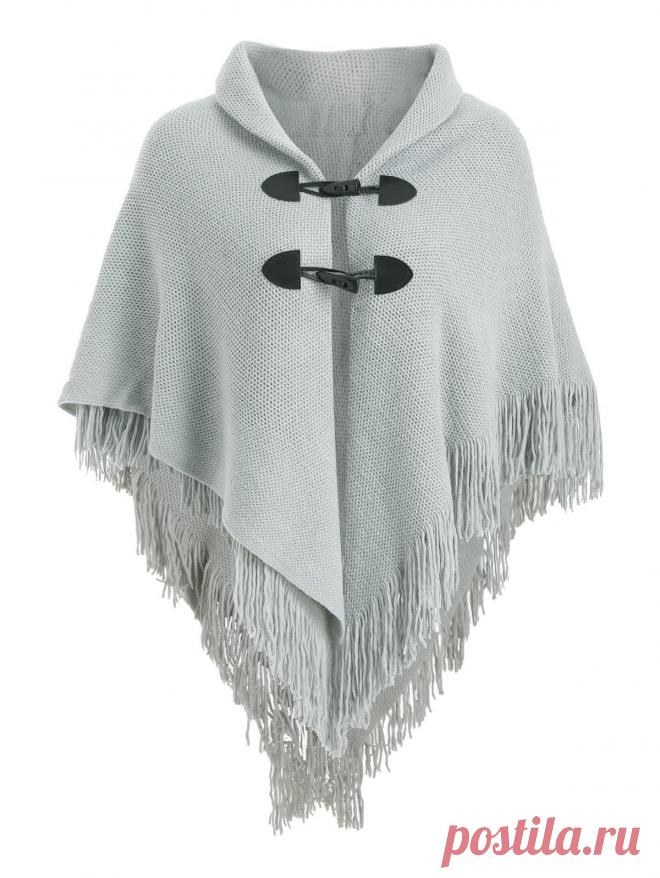 [38% ВЫЙТИ] GRAY GOOSE С бахромой Пуговицы Плюс размер Кардиган | Rosegal Russia