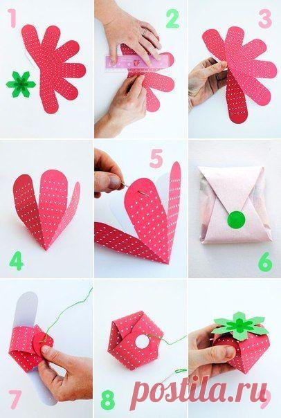 Маленькая коробочка-клубника - Шаблоны.Коробки.Упаковки .