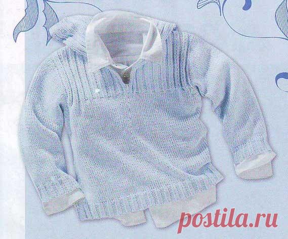 Детский пуловер с кокеткой