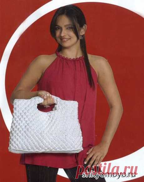 Белая летняя сумка, связанная крючком узором «попкорн». Описание + схемы/Статьи / Сумки. Рюкзаки. Клатчи/Вязание/С миру по нитке - интернет-магазин по шитью, вязанию, рукоделию. Статьи, выкройки, схемы бесплатно.