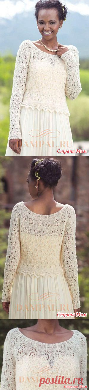 Вязаная ажурная кофточка «Brambling» Спицами