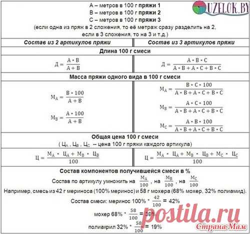 Считаем толщину нити, полученную из разной пряжи