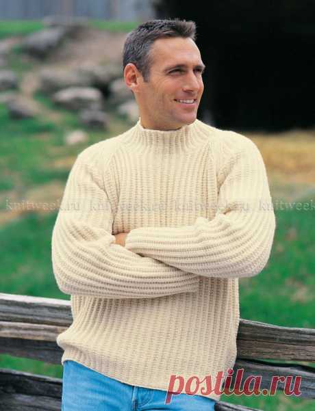 Пуловер с рельефными полосами на knitweek.ru