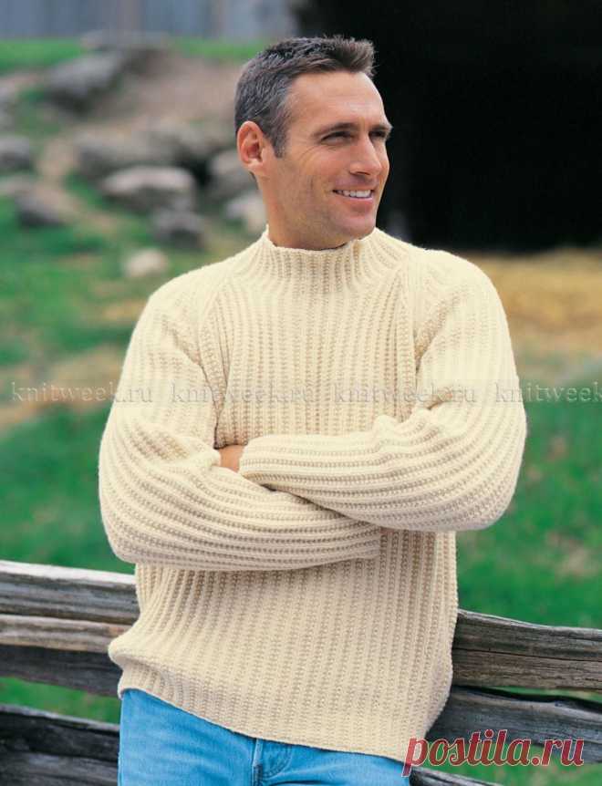 Пуловер с рельефными полосами на knitweek.ru