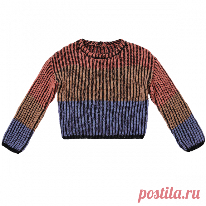 Пуловер двухцветной патентной резинкой.
Размеры: S / M / L / XL. Заказать перевод.