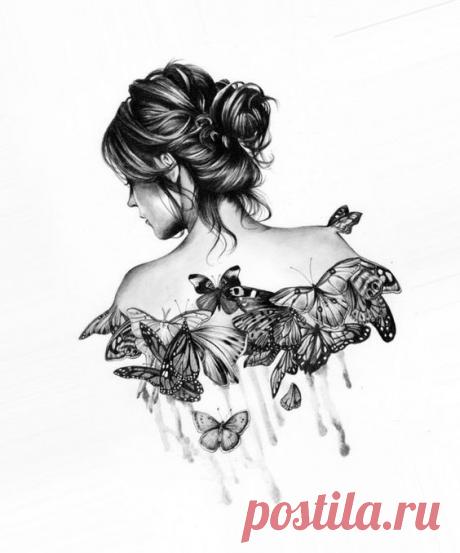 рисунок со спины девушка: 13 тыс изображений найдено в Яндекс.Картинках