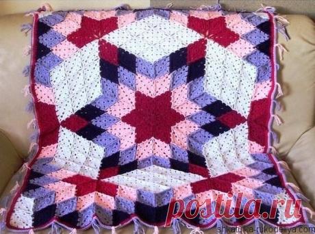Плед в стиле пэчворк Плед в стиле пэчворк крючком. Схемы вязания крючком для пледа