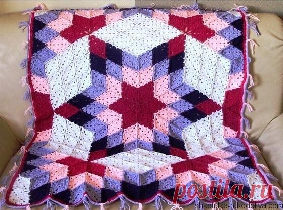 Плед в стиле пэчворк Плед в стиле пэчворк крючком. Схемы вязания крючком для пледа