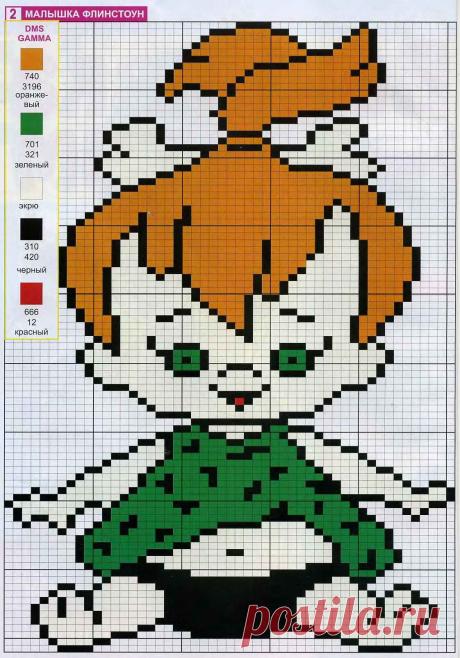 Малышка Флинстоун - Схема для вышивания крестиком - Схемы вышивки малыш