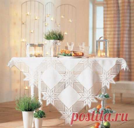 Скатерть, ткань + крючок #вязание #крючком.