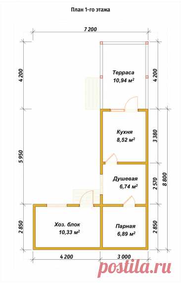 Заказать строительство дома по проекту Баня 22, размером 7х9 и площадью 60 м2. - фото планировок, цена строительства