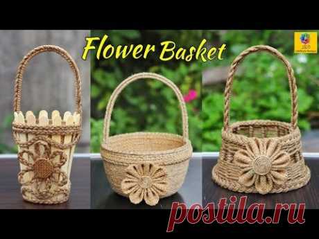 3 Most Beautiful Jute Basket | Best Flower Baskets Making with Jute Rope | Best Out of Waste Crafts
