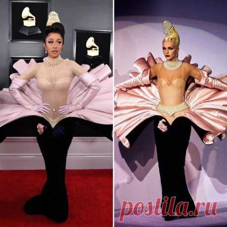 (3) Мадам Брошкина - Posts
 винтажное платье Thierry Mugler, которые напоминает ракушку. Образ дополнили многоярусные жемчужные ожерелья на груди и талии. Наряд был создан в 1995 году французским дизайнером Thierry Mugler. На третьем фото Надя Ауэрман, которая представляла это платье на оригинальном показе в 1995 году.