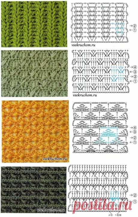 Рельефные узоры крючком. | Все крючком.ру