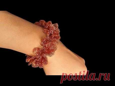 🧡 Pulsera 💫 tejida a CROCHET con alambres de cobre