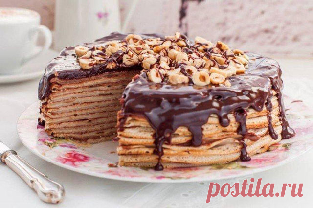 Торт из шоколадных блинчиков — Домашняя кулинария