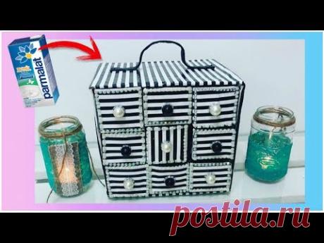Organizador Reciclado con cajas de leche Tetrapack (Manualidades recicladas paso a paso)